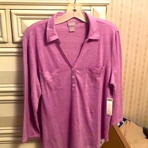 Chico’s sz 2 current collection linen Tee 3/4 slv.